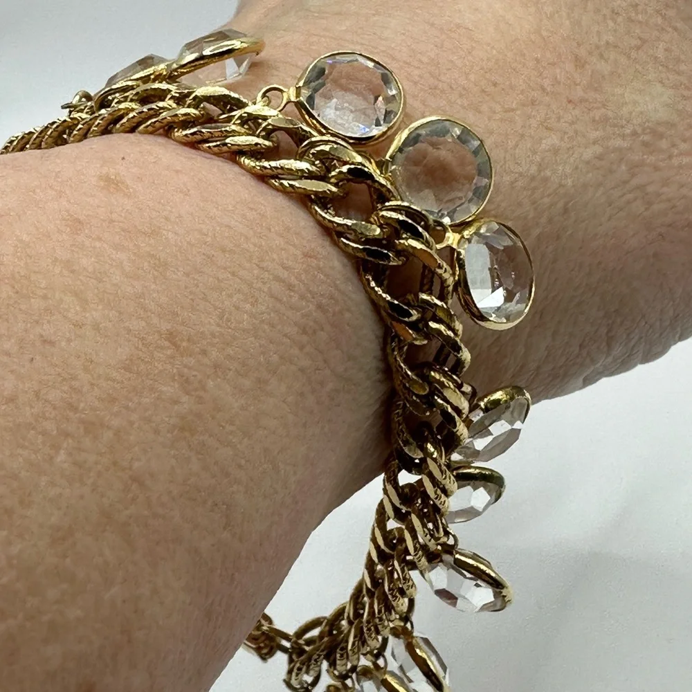 Vintage Chain Bracelet with Dangling Crystals - Picture 3 of 4
